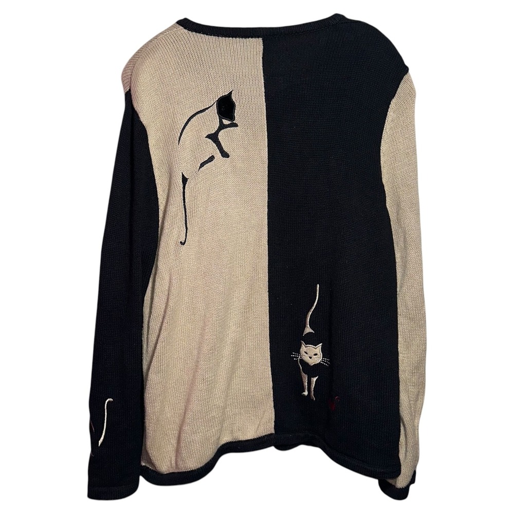 Vintage CJ Banks Cat Cardigan Womens X Embroidered Novelty Sweater PTP: 23" - Picture 2 of 8